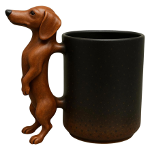 Handgemachte 11oz Dackel-Kaffeetasse – süße Keramiktasse mit Wiener Hundemotiv für Liebhaber und Besitzer