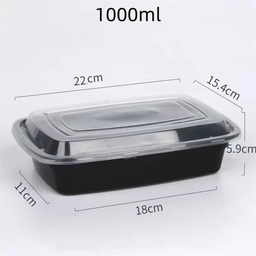 1000ml Thick Disposable Takeaway Lunch Box Tableware Can Be Microwave Heated Rectangular Plastic Bowl Food Packaging 2