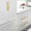 Solid Brass Simple Style Kitchen Handle Cabinet Drawer Wardrobe Gold Handle, Comfortable Feel, Hole Distance 128 mm 2