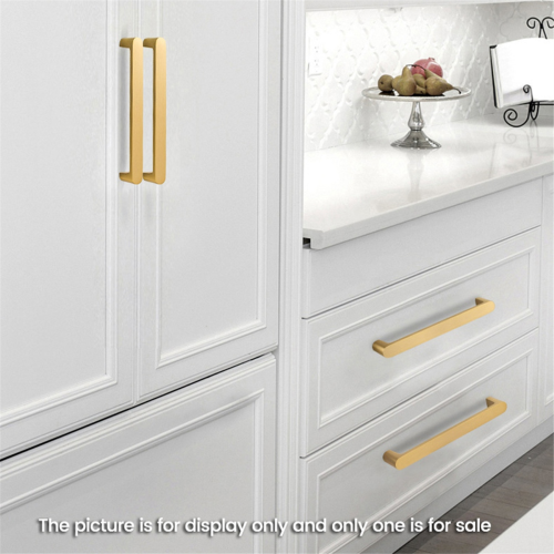 Solid Brass Simple Style Kitchen Handle Cabinet Drawer Wardrobe Gold Handle, Comfortable Feel, Hole Distance 128 mm 1
