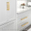 Solid Brass Simple Style Kitchen Handle Cabinet Drawer Wardrobe Gold Handle, Comfortable Feel, Hole Distance 128 mm 7