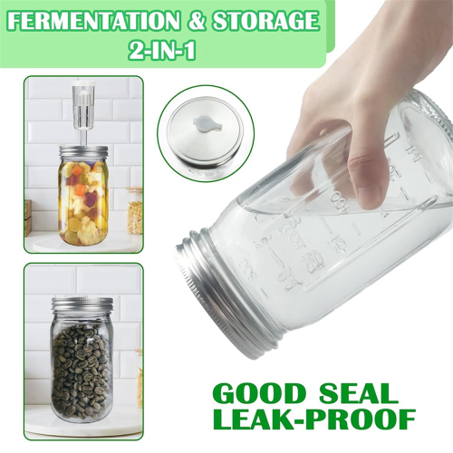 Airlock System For Vegetable Fermentation Galssmagic 32 Oz Fermentation Jar,2 Pack Fermentation Kit With Fermenting Weights And Airlocks,Pickle Jar For Fermenting,Pickling,Canning,Mead Making Fermentation Jars With Airlocks 4 thumbnail image