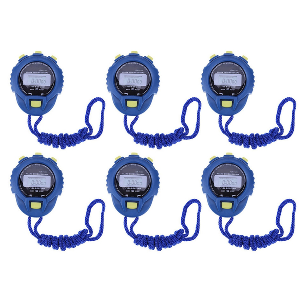 Exogio 6Pcs Lcd Electronic Stopwatch Chronograph Digital Timer Sport Counter Odometer Watch
