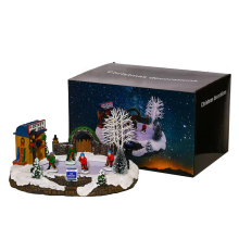 Beleuchtete LED Weihnachtsschmuck Harz Figur Weihnachten Spieluhr für Desktop Weihnachtsgeschenk