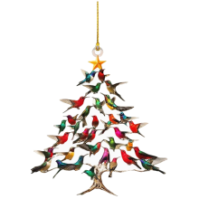 Hummingbird Christmas Ornament, Colorful Hummingbirds Hanging Ornaments for Tree, Tree Shaped Pendant