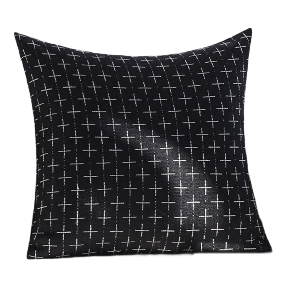 Decorative Throw Pillow Covers 18X18 Inch Vintage Couch Pillowcase Woven Textured Cushion Cases Black Exogio