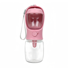 Pets Water Bottle Food Grade Material Dog Cat Travel Pet Cup with Dispenser Puppy Waterbottle Pink