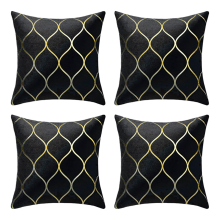 Confezione da 4 federe per cuscini in velluto dorato, 18x18 pollici, cuscino geometrico per divano, divano, casa, camera da letto, arredamento