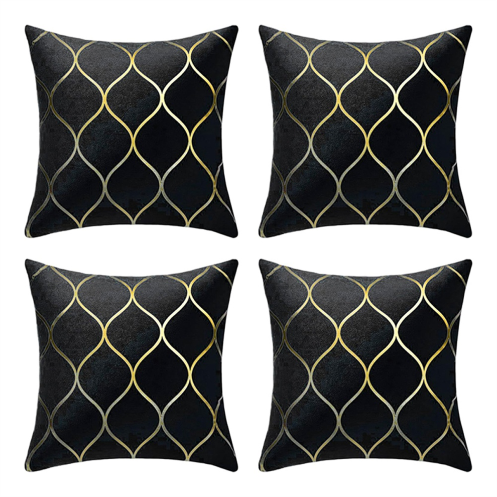 4Pack Velvet Throw Pillow Covers 18X18 Inches Geometric Cushion For Couch Sofa Home Bedroom Decor Gold Exogio