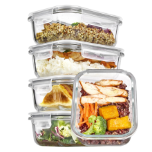 5er-Pack 22oz Glas-Vorratsbehälter mit Deckel, Meal Prep Lebensmittelbehälter-Sets für Mikrowelle, Backofen, Spülmaschine