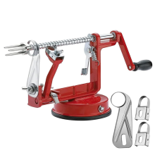 Pelapatate, snocciolatore, affettatrice con lame in acciaio inox e potente base di aspirazione per patate