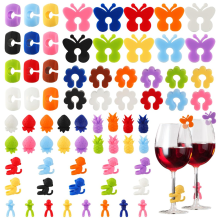 Segnabicchieri colorati in silicone - Riutilizzabili per marcare bicchieri e ciondoli per vino