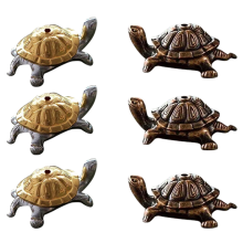 Mini-Schildkröten-Form-Stick aus Metall, Meditations-Buddha, Sandelholz-Halter, lustige Tierhalter, Heimdekoration, 6 Stück