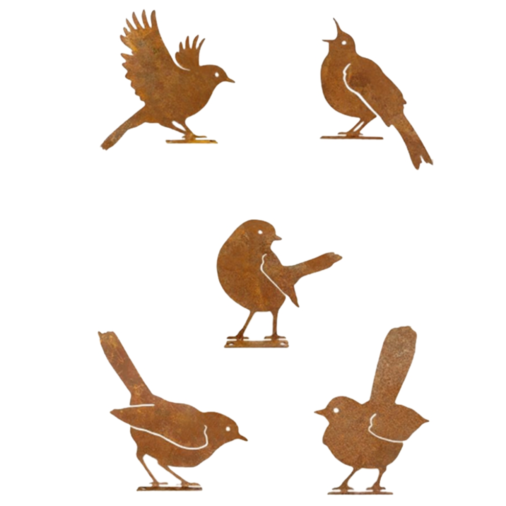 5Pcs Rusty Birds Decoration Outdoor Bird Wall Decor,Metal Yard Decor Metal Craft Statue Ornaments 4853510377263