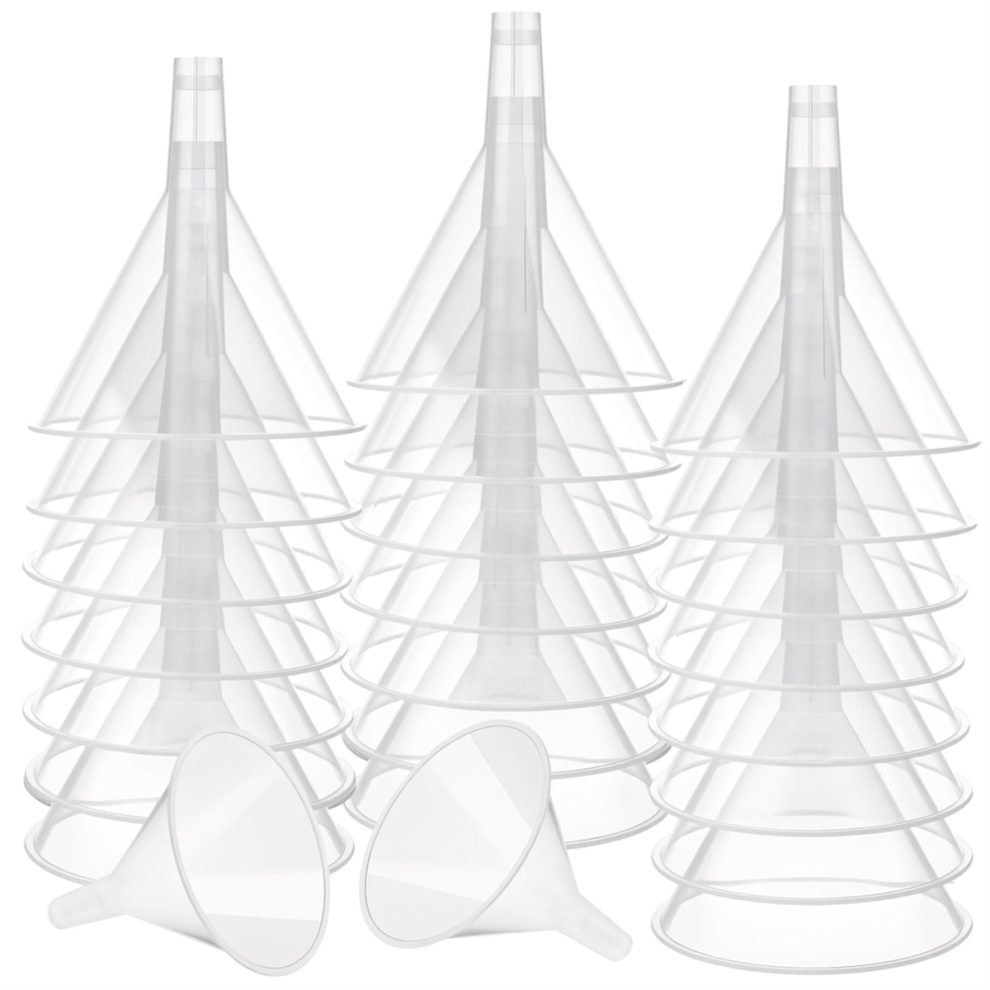 24 Pcs Large Clear Plastic Funnel 4.7 Inch Wide Mouth Funnels With Long Reaching Spout For Filling Water Bottles 4853510387095