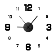 Orologio da parete moderno fai da te senza cornice con grandi numeri 3D, orologio per decorazioni per ufficio in casa, decorazione artistica nera