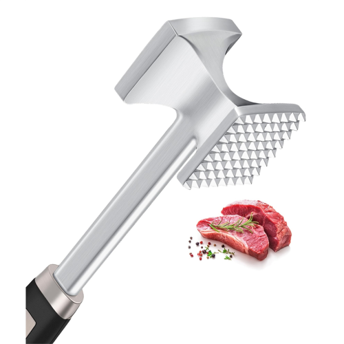Batticarne In Acciaio Inossidabile A Doppia Faccia - Martello Per Carne, Manzo, Maiale - Utensile Da Cucina Manuale 28 Cm