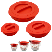Lot de 3 couvercles de rechange réutilisables en silicone pour tasses à mesurer en verre Acnhor Hocking de 1, 2 et 4 tasses
