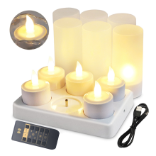 Flameless Candles with Remote Control Timer & Charging Base, 6pcs USB Rechargeable Battery LED Tea Lights