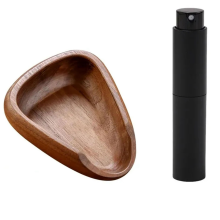 Wooden Coffee Bean Dosing Cup with Bottle Set Solid Wood Measuring Tray Dispensing Dish
