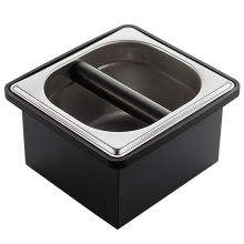 Espresso Knock Box Machine Accessories, Stainless Steel Small Coffee with Silicone Bar and Non Slip Base