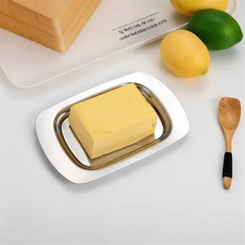 Butter Dish, Stainless Steel Dish with Lid - Solid Cheese/Butter Container Cheese Storage Box 1