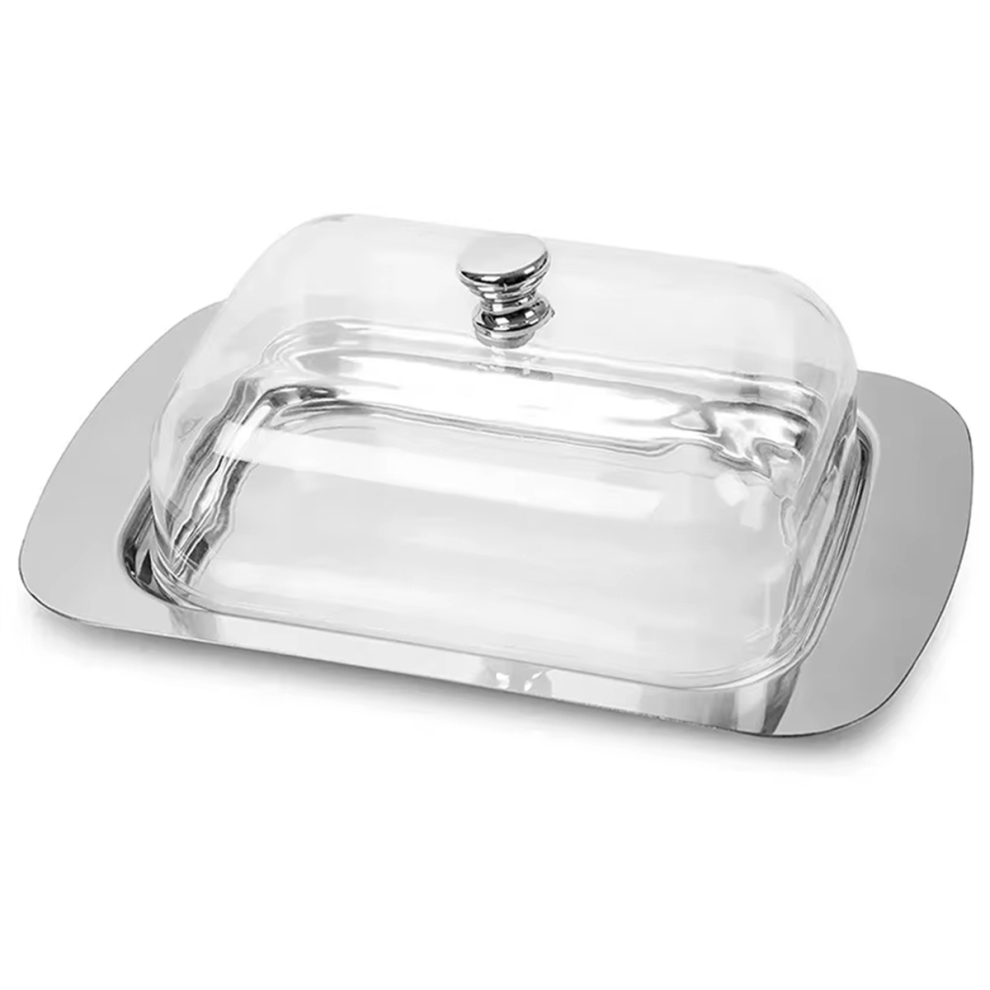 Butter Dish, Stainless Steel Dish with Lid - Solid Cheese/Butter Container Cheese Storage Box-image-OPC-PJSFPBB-NEW
