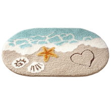 Beach Bathroom Rugs Coastal Seashell Bath Mat Funny Extra Soft Tufted Quick Dry Wave Starfish (16 X 24inch)