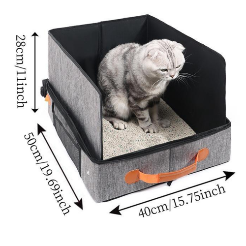 Bac à litière pliable pour chat avec couvercle à fermeture éclair et anti-fuite 2
