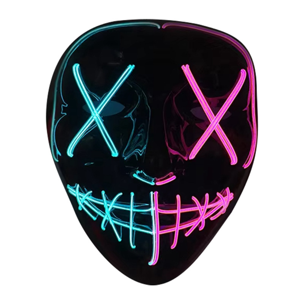 Exogio Light Wireless Mixed Colors Halloween Glowing Scary Face Mask Luminous Led Purge Horror Adult Cosplay Props Costume