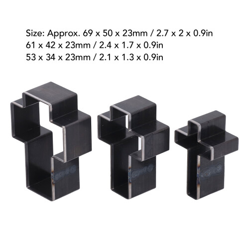 Ensemble de 3 matrices de forme croisée pour cuir 69x50x23mm 1