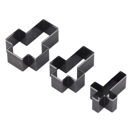 Ensemble de 3 matrices de forme croisée pour cuir 69x50x23mm