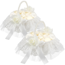 Blumenmädchen-Korb für Hochzeiten, 2er-Set – Spitzenperlenkorb, Blumen für romantische Nachtparty-Dekoration