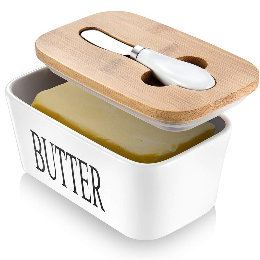 Butter Dish with Lid, Home Decor, Large for Countertop Ceramic Keeper Container Sealing-image-OPC-PJSFPST-NEW