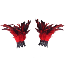 Frauen FeatherCuffs Pelz weiche FeatherWrist Manschetten FeatherBracelet Manschette Zubehör Festival Show Dance rot