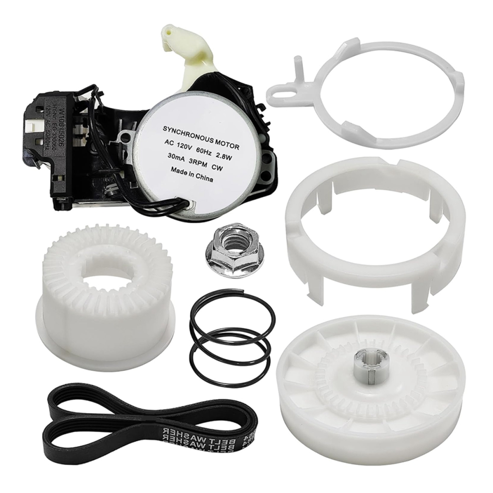W10913953 Washer Shift Actuator W10721967 Pulley Clutch with W10006384 Drive Belt Kit for-image-OPC-PJSFQ27-NEW