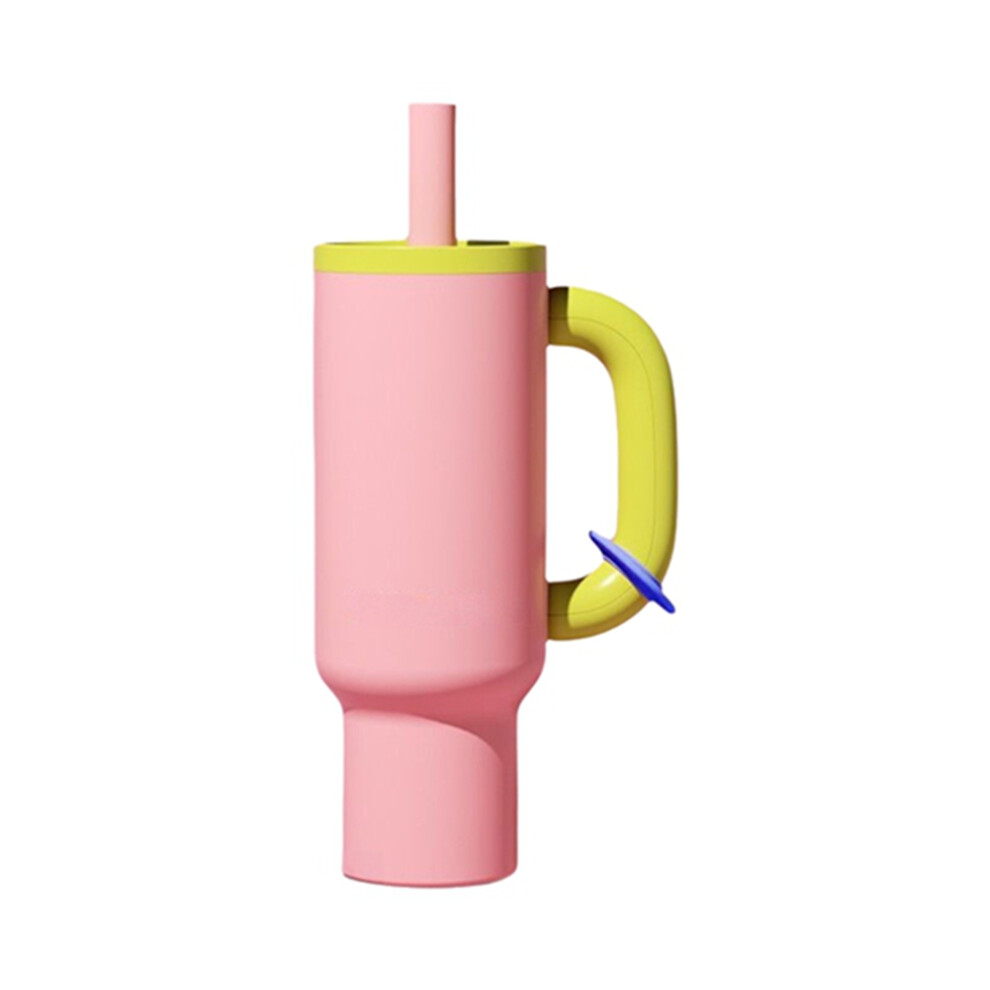 Exogio Pink 40Oz Stainless Steel Straw Insulated Ice Cup Large Capacity Thermal Mug Tumbler With Coffee