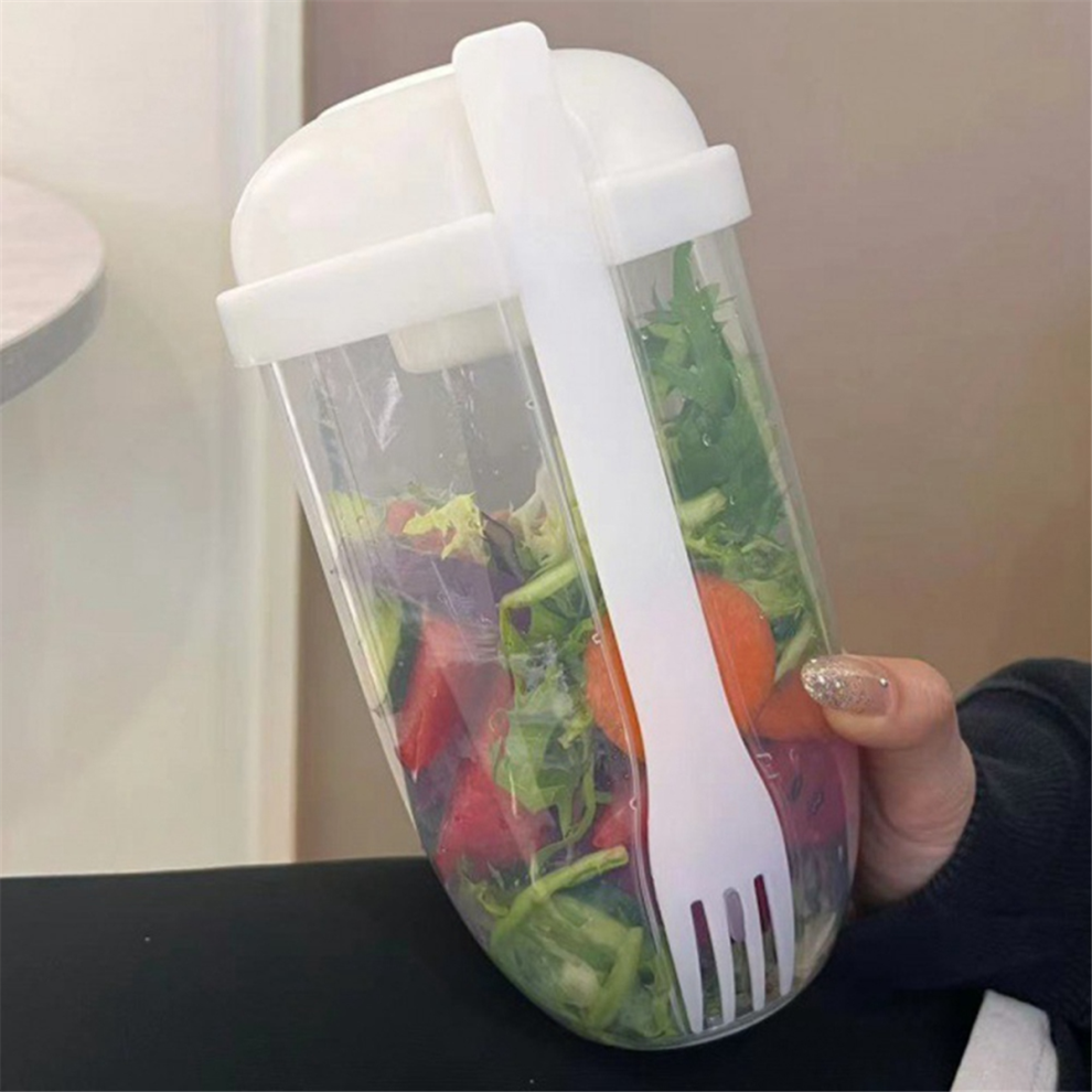Saudism 4Pcs Salad Cup With Lids And Fork Shaker Container For Lunch Fruit Vegetable Cups