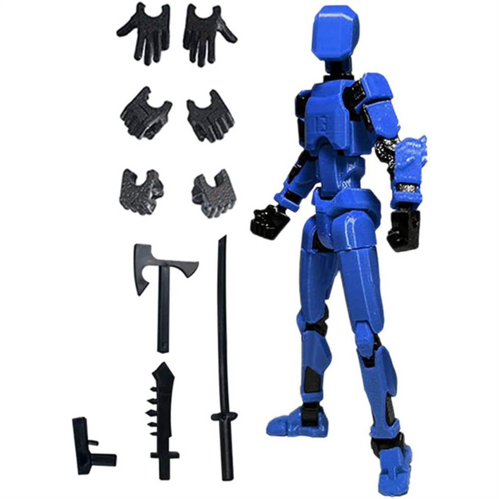 Saudism Robot Action Figure, 3D Printed With Full Articulation For Stop Motion Animation Blue