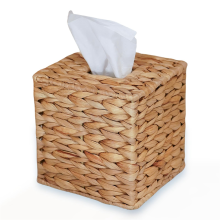 Water Hyacinth Handwoven Tissue Box Cover, Handmade Wicker Napkin Holder, Rustic Decorative on Table and Bathroom