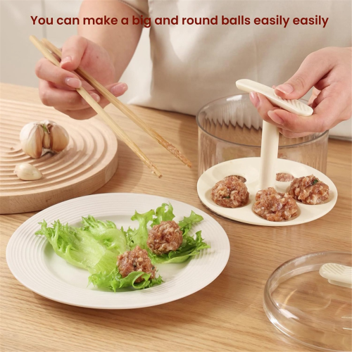 5 Balls Meat Ball Maker Tool Kitchen Meatball Mold, Extruded Making White 2