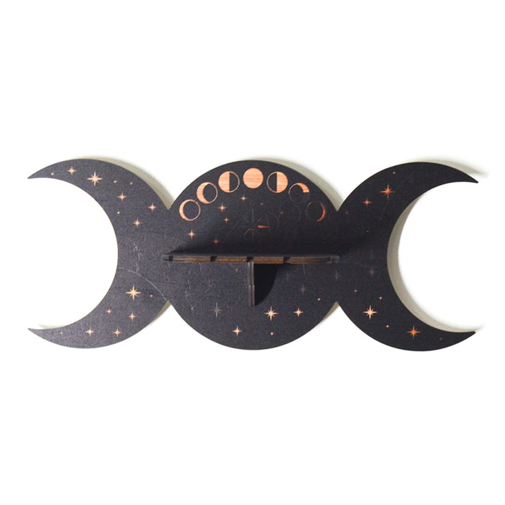 Wooden Bookshelve Floating Shelves Essential Oil Shelf Moon For Crystals Phase Stand Book 4853340832772