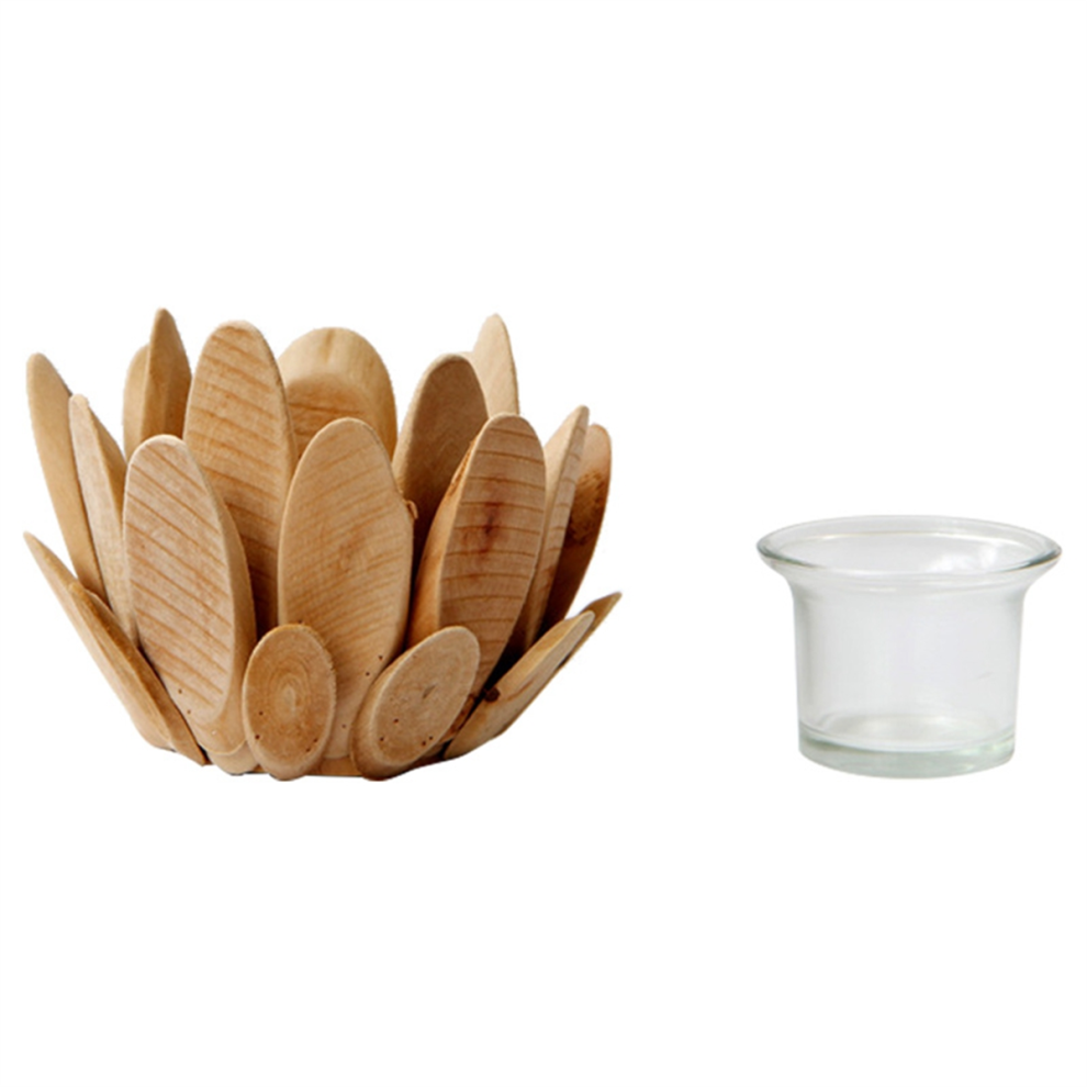 Wooden Flower Candle Holder Pillar Stand Tea Light Wood Trim Lotus Decor Retro-image-OPC-PJSFTB5-NEW