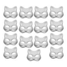 15pcs DIY White Paper Cat Masks with Acrylic Paints - Hand-Painted Personalized for Dance Parties,Celebrations