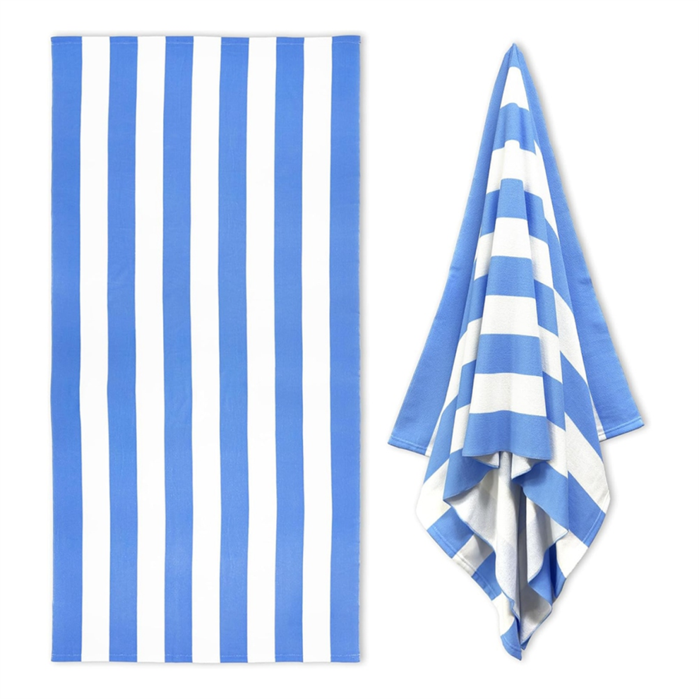 Large Oversized Beach Towel - 35 X 70 Inch Plush Microfiber Pool Towel, Striped Quick Dry Swim Blue-image-OPC-PJSFTH7-NEW