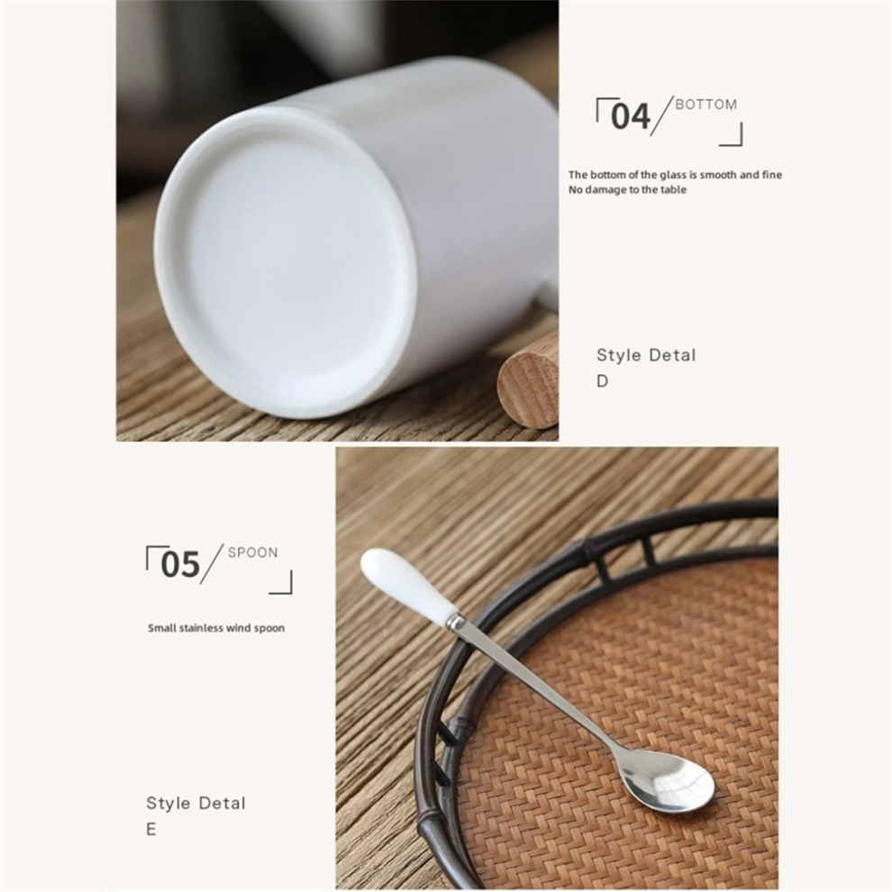 1pcs 310ml Ceramic Wooden Handle Coffee Mug with Lid and Spoon Couples Cup Office Kitchen Gift-image-OPC-PJSFW9D-NEW
