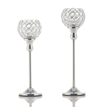 2PCS Candle Holders Table Decorations Metal Crystal for Wedding Party Church Modern Decor,A