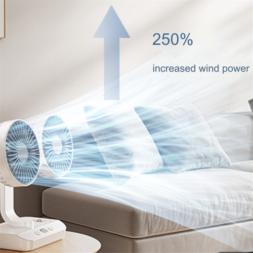 Double Sided Fan, Desktop Oscillating Dual USB Rechargeable 4 Gear Wind 2
