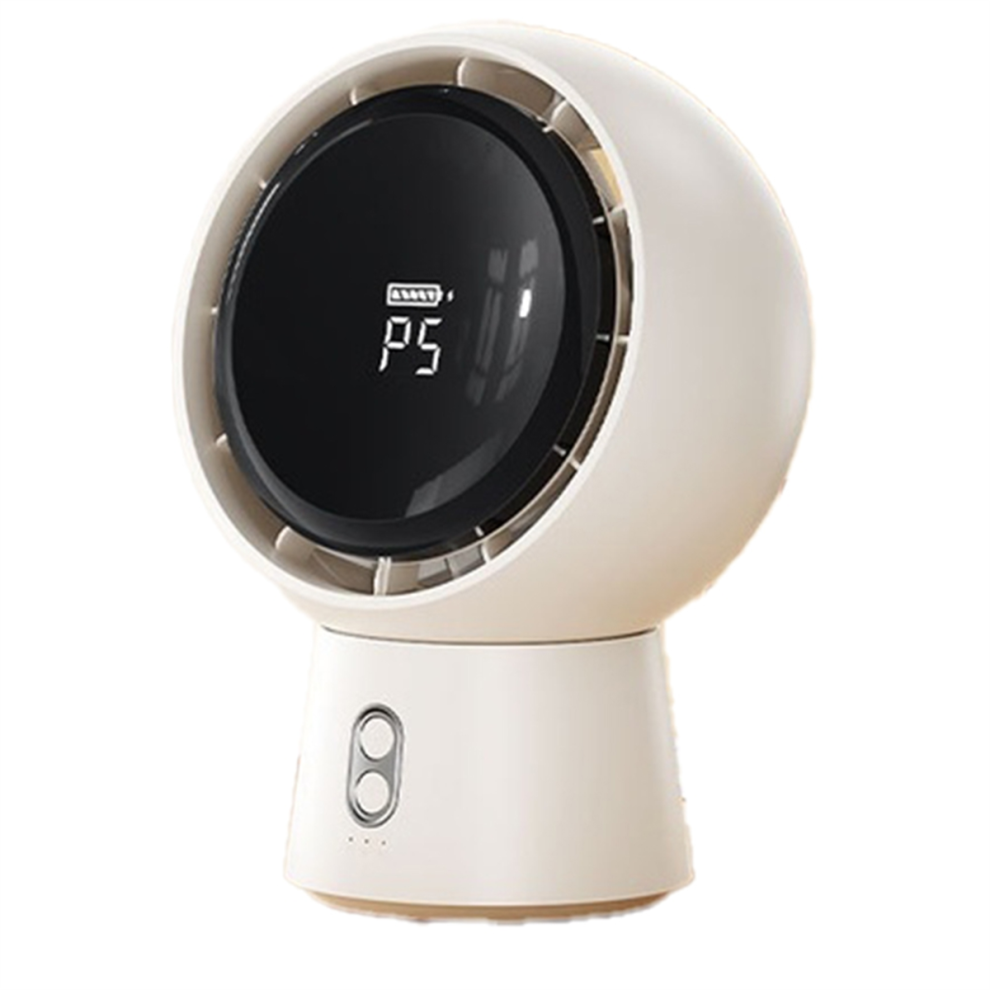 Mini Portable Bladeless Air Circulating Fan USB Rechargeable 5000mAh Battery 5 Gear Wind Home Cordless Table Fan(White)-image-OPC-PJSFYWF-NEW