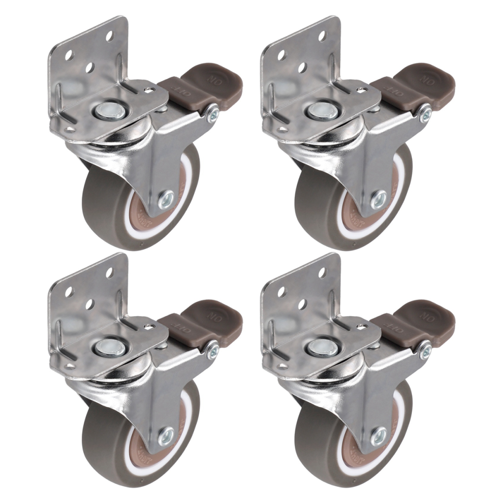 Side Mount Casters, 2 Inch Furniture Wheels, Lshaped Rubber Casters Set Of 4, 360-Degree Locking Swivel Top 4Pack 4852937825142